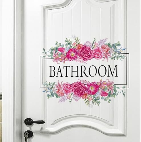 2 Pcs Bathroom Wall Decals with Flower Design