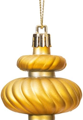 Vickerman 4 Inch Gold Finial Ornament 8 Pack