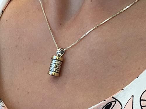 Handmade Kabbalah Mezuzah Pendant in 14k Gold and Silver