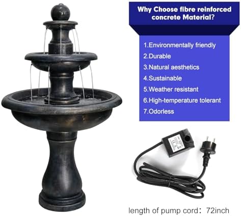 SunJet 452 High 3-Tiers Concrete Outdoor Fountain