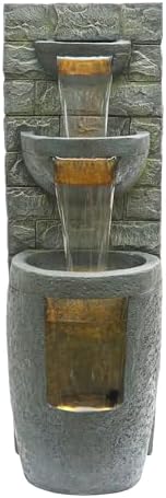Alpine TZL384 3 Tier Water Fountain with LED Lights Gray 51 H