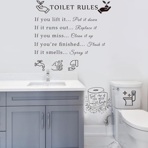 Toilet Rules Wall Sticker DIY Decor Vinyl Decal