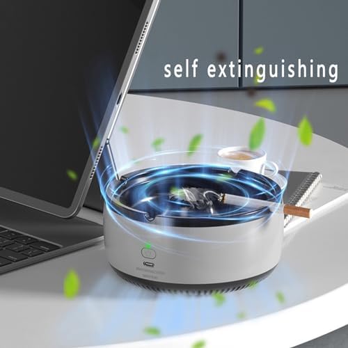 2 in 1 Air Purifier Ashtray USB Rechargeable White