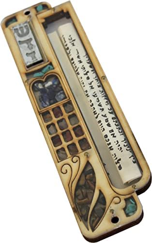 Holy Land Market Torah Book Mezuzah with Gemstones
