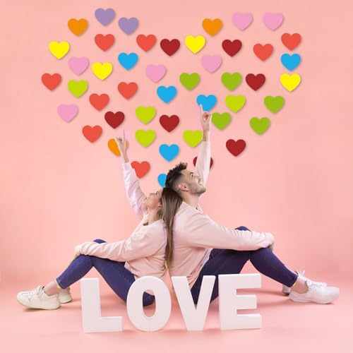 54 Pcs Paper Heart Cutouts Double Sided Valentine Decor