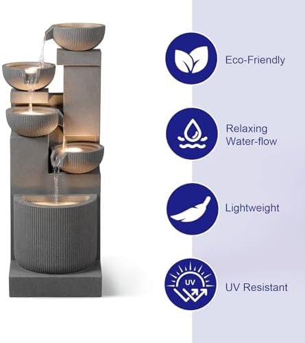 3976 H 5-Tier Eco-Friendly Outdoor Water Fountain with LED Lights