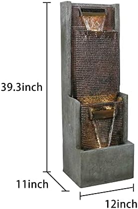 Modern Outdoor Waterfall Fountain with LED Lights