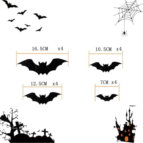 Halloween Bats Decoration 16PCS 3D Realistic PVC Stickers