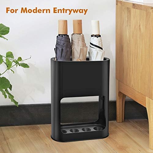 DricRoda 4 Umbrella Stand with Drip Tray Black