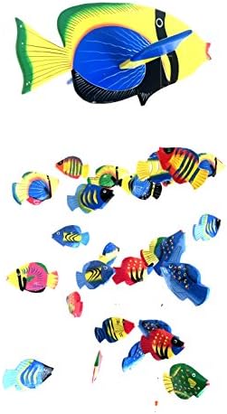 Fish Wind Chime Wooden Mobile - Hand Painted Tropical Nautical Decor