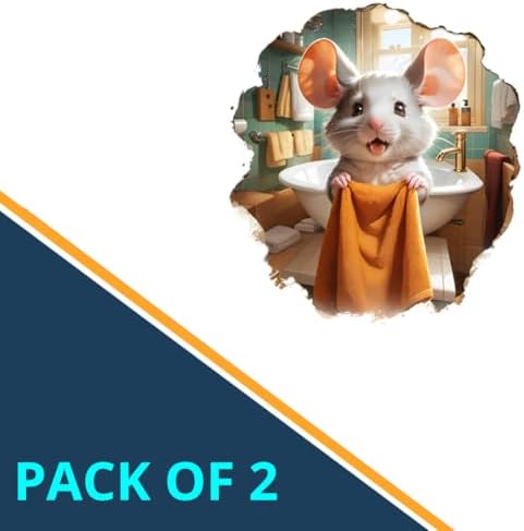 Mouse in the Bathroom Wall Sticker 3D Pack of 2
