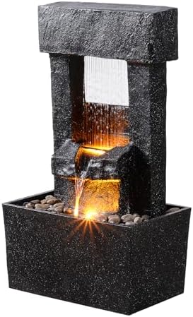 GOSSI Outdoor Waterfall Fountain with Zen LED Lights