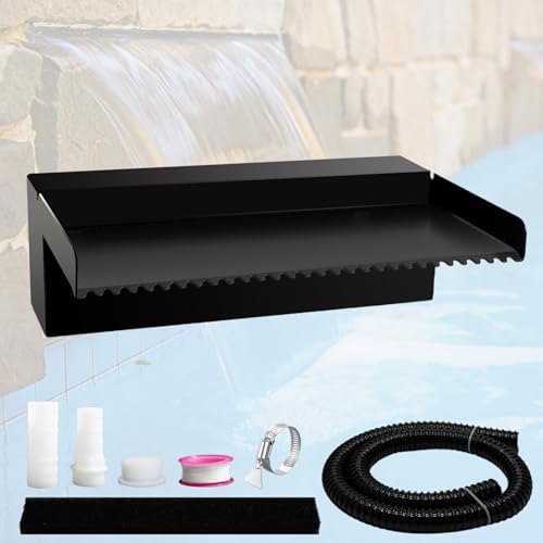 Pamopamo Pond Waterfall Spillway Fountain Kit Black Stainless Steel Outdoor
