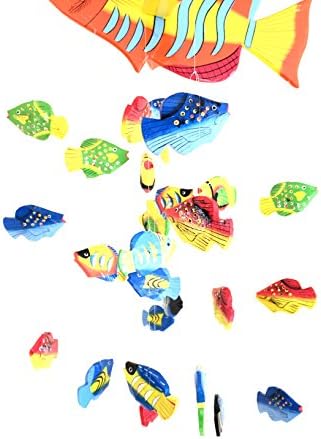 Fish Wind Chime Wooden Mobile - Hand Painted Tropical Nautical Decor