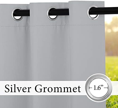 RYB HOME 2 Piece Outdoor Curtains Silver Grey 52x84