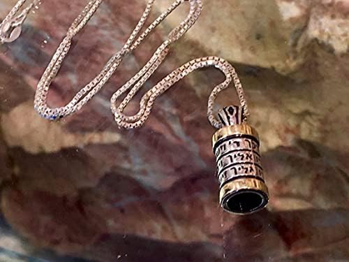 Handmade Kabbalah Mezuzah Pendant in 14k Gold and Silver