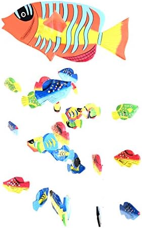 Fish Wind Chime Wooden Mobile - Hand Painted Tropical Nautical Decor