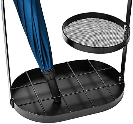 Black Metal Umbrella Stand Rack with Drip Tray