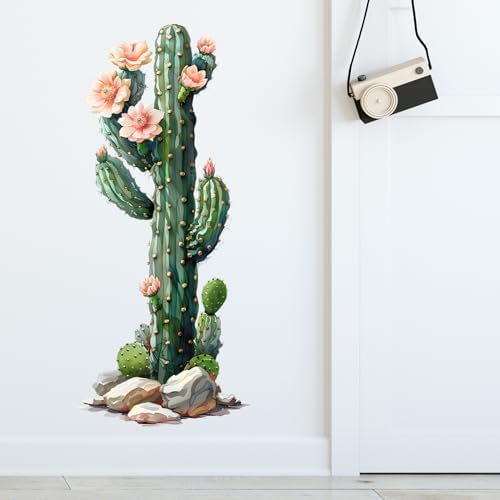 Blossing Giant Column Cactus Wall Decal for Living Room