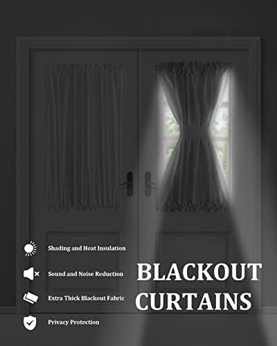 Blackout Door Curtain with Blue Brown Ombre Design