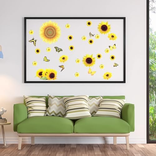 Outus 53 Pcs Sunflower Butterfly Wall Stickers