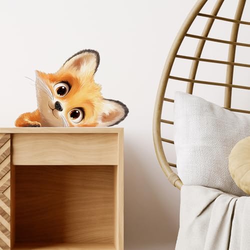 Peekaboo Fox Wall Decals Removable Cartoon Decor