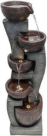 SunJet 437 Inch Modern Water Fountain with 5 Tiers and Lights