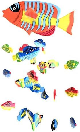 Fish Wind Chime Wooden Mobile - Hand Painted Tropical Nautical Decor