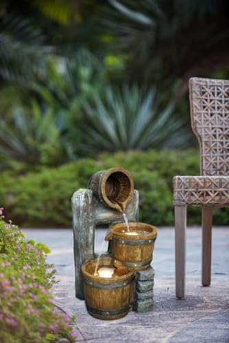 Decorative 3 Tier Bucket Fountain with LED Lights and Pump