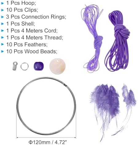 PATIKIL DIY Dream Catcher Kit Purple 47 Inch