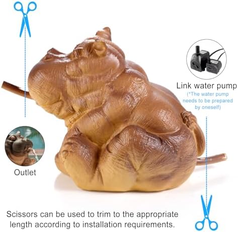 Hippo Water Spitter Statue for Pools and Ponds