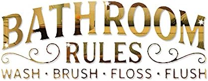 3D Acrylic Mirror Wall Sticker Gold Bathroom Rules