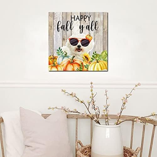 Thanksgiving Hello Fall Decor Wood Plaque 8x8in