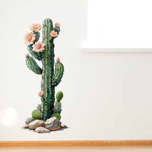 Blossing Giant Column Cactus Wall Decal for Living Room