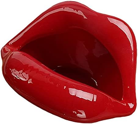 Creative Ceramic Cigarette Ashtray with Lips Design Dark Red