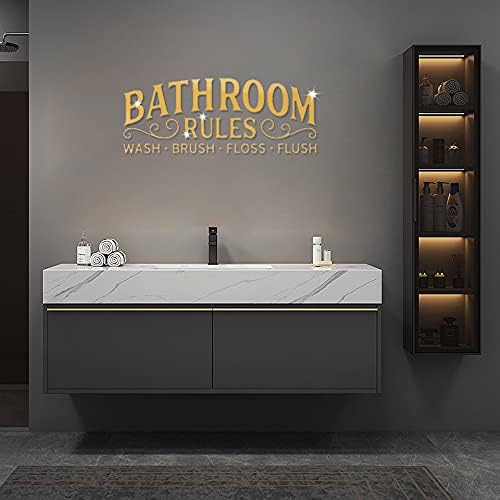 3D Acrylic Mirror Wall Sticker Gold Bathroom Rules