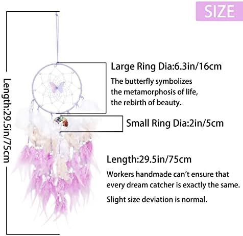 Purple Butterfly Dream Catcher Wall Decor with Crystal Stones