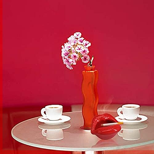 Creative Ceramic Cigarette Ashtray with Lips Design Dark Red