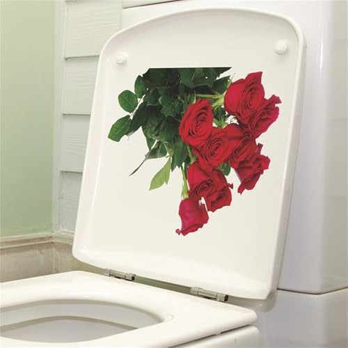 Romantic Red Rose Toilet Decals Wall Stickers