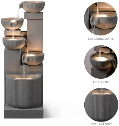3976 H 5-Tier Eco-Friendly Outdoor Water Fountain with LED Lights