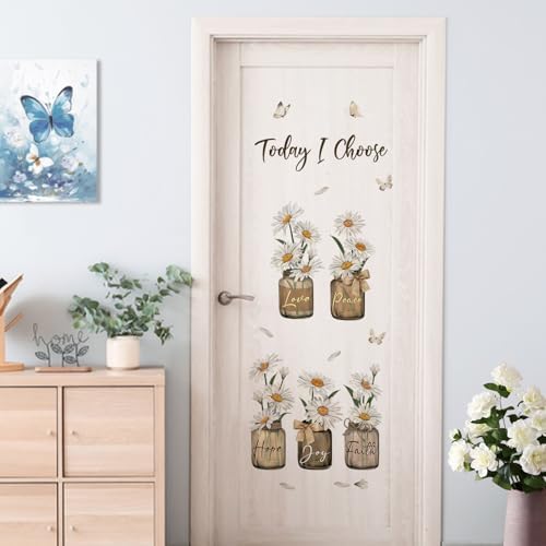 Yovkky Inspirational Quote Daisy Flower Wall Decals Stickers