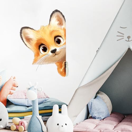 Peekaboo Fox Wall Decals Removable Cartoon Decor