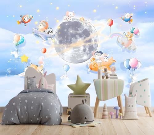 Cartoon Animals Wall Mural - 88 x 59 for Nursery Bedroom Bathroom