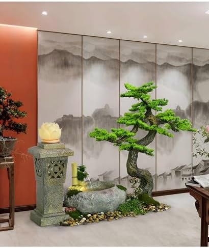 65 Inch Freestanding Fountain Decor Lighthouse with Automatic Pump