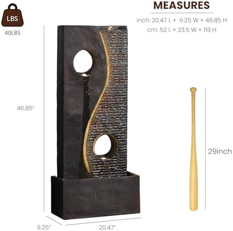 Tankana 47 Inches Freestanding Fountain with LED Light