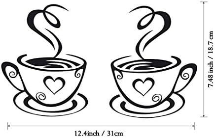 Luckycivia 2 Pcs Coffee Tea Cup Wall Decal Sticker