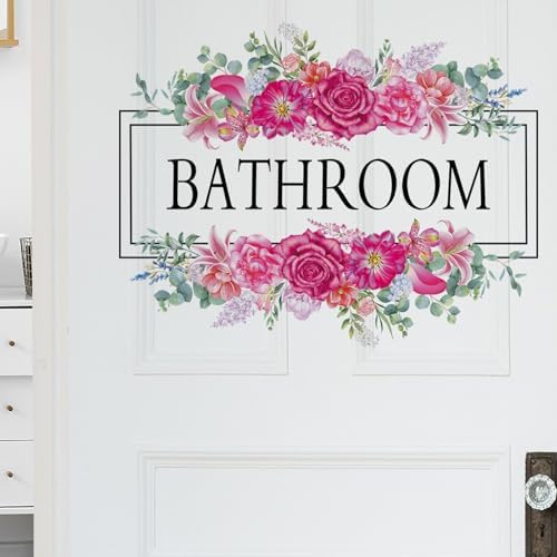 2 Pcs Bathroom Wall Decals with Flower Design