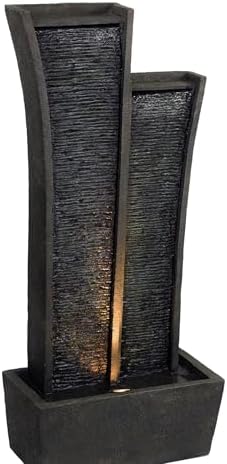 Serene Tower Fountain with LED Light 415-Inch Polyresin