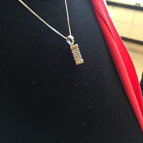 Handmade Kabbalah Mezuzah Pendant in 14k Gold and Silver