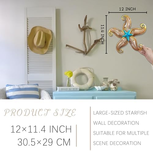 POXOHO Metal Starfish Wall Decor 12 Inch Nautical